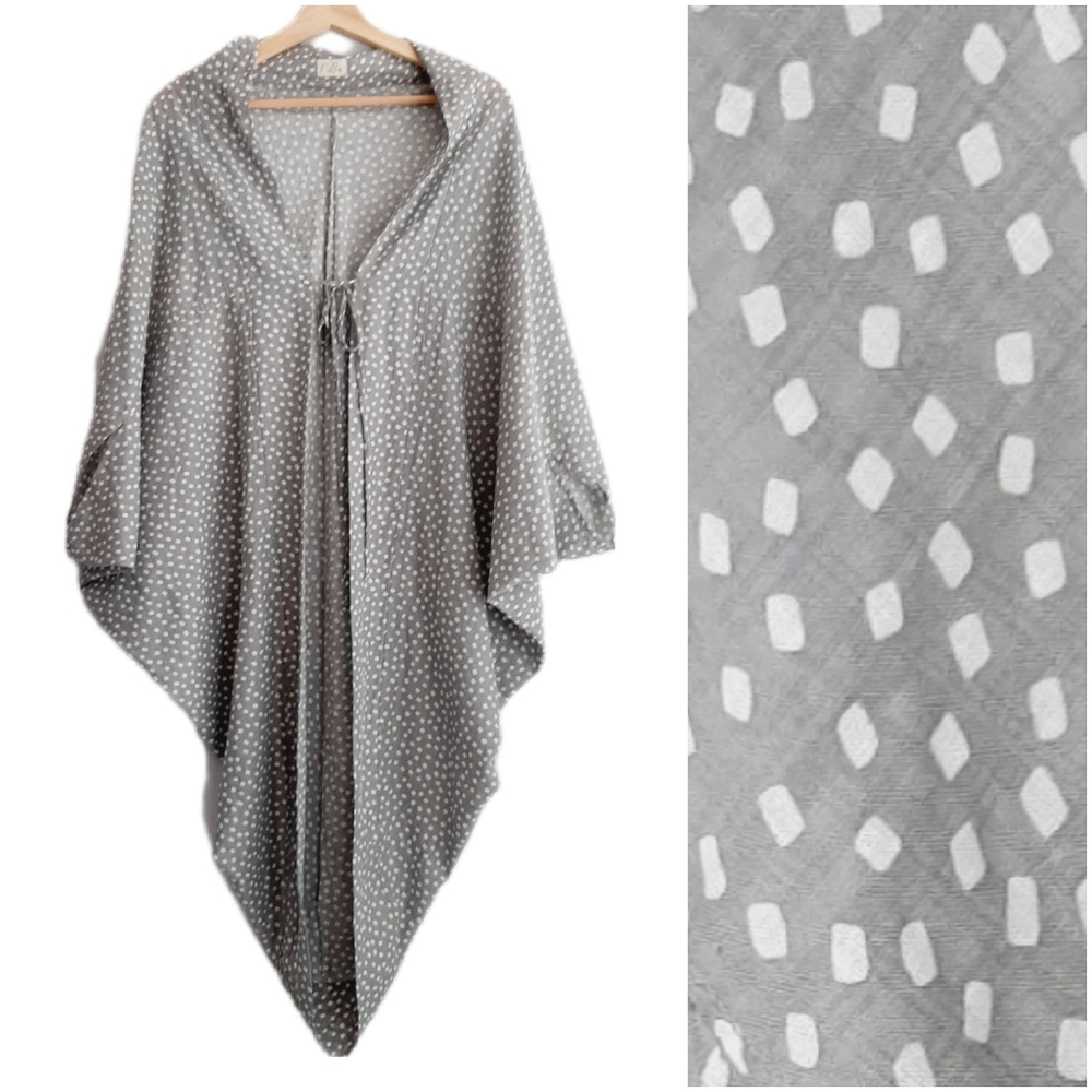 🍒 NARA Light Cacoon Cardigan Wrap Neutral Grey & White One Size O/S